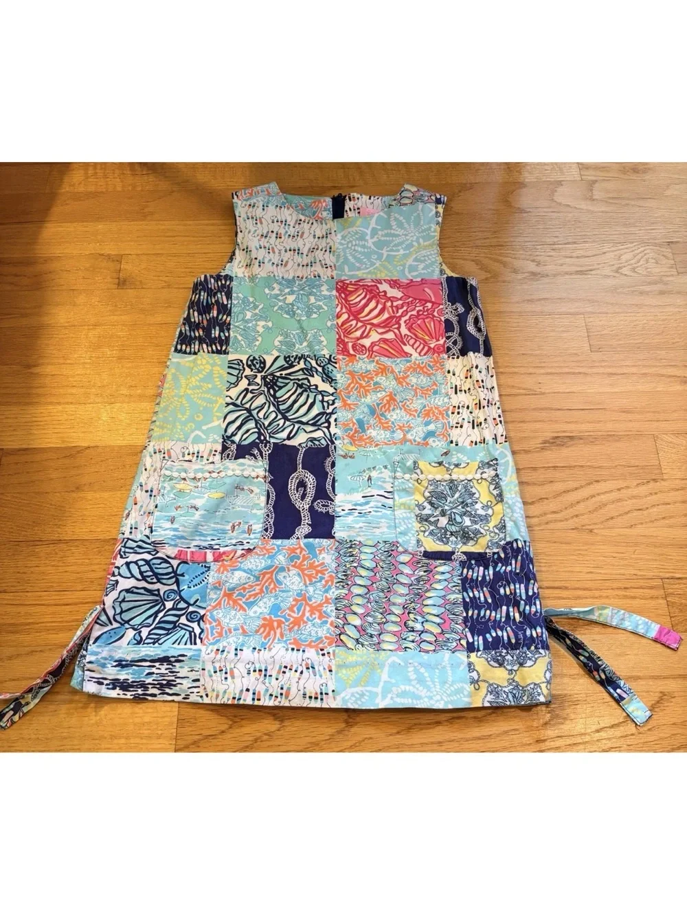 Lilly Pulitzer Patchwork Shift Dress, Scoop Neck, Sleeveless, Girls Size 10